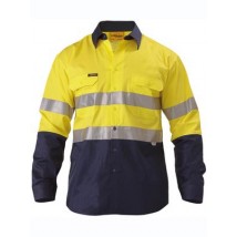 2 Tone Hi Vis Lightweight Cotton Drill Shirt with Reflective Tape